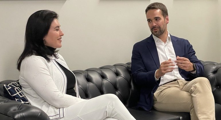 A senadora Simone Tebet e o ex-governador do Rio Grande do Sul Eduardo Leite