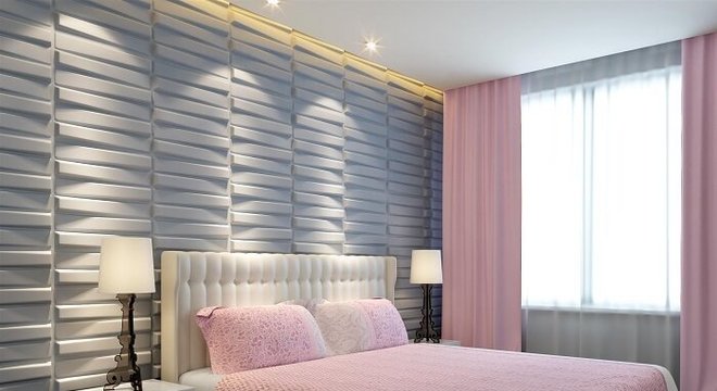 Acabamento perfeito para quarto de casal feita com placa de gesso 3D