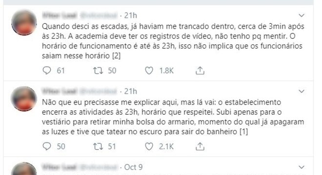 Cliente diz que saiu 3 minutos depois do horário de encerramento