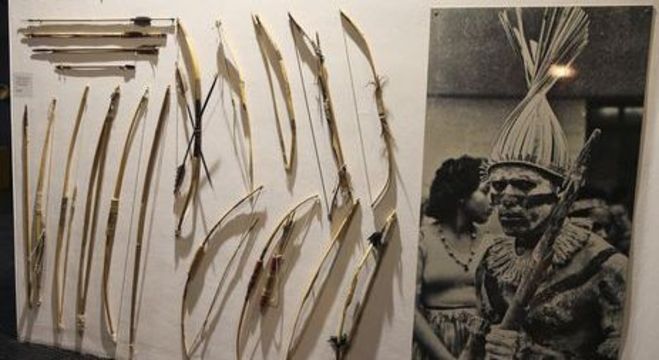Parte do acervo do Museu Nacional em exposição em Brasília