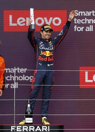 Segundo colocado no GP da Inglaterra, Sergio Perez, da Red Bull