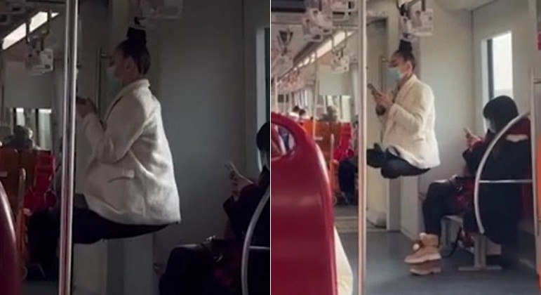 Acrobata russa prendeu o cabelo em barra de metal durante viagem de trem na China