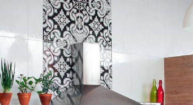 adesivo de azulejo para cozinha preto e branco