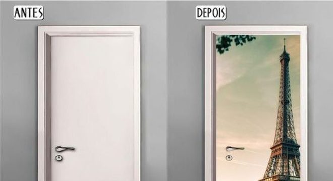 adesivo de porta - porta com adesivo da torre eiffel 