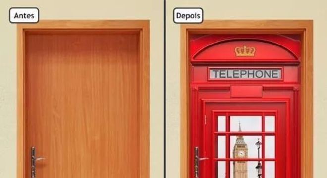 adesivo de porta - porta com adesivo de cabine de telefone 