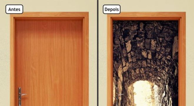 adesivo de porta - porta com adesivo de caverna 