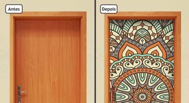 adesivo de porta - porta com adesivo de mandala 