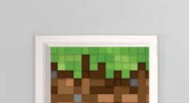 adesivo de porta - porta com adesivo de minecraft 