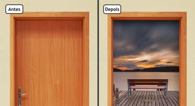 adesivo de porta - porta com adesivo de ponte