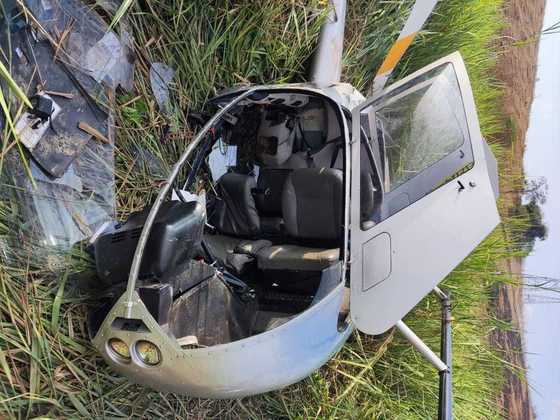 Imagens mostram helicóptero após acidente com o deputado federal por Minas Gerais e candidato à reeleição Hercílio Coelho Diniz (MDB)