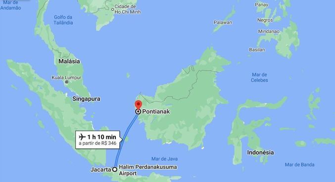 Trajeto entre as duas cidades indonésias de avião dura cerca de 1h10 