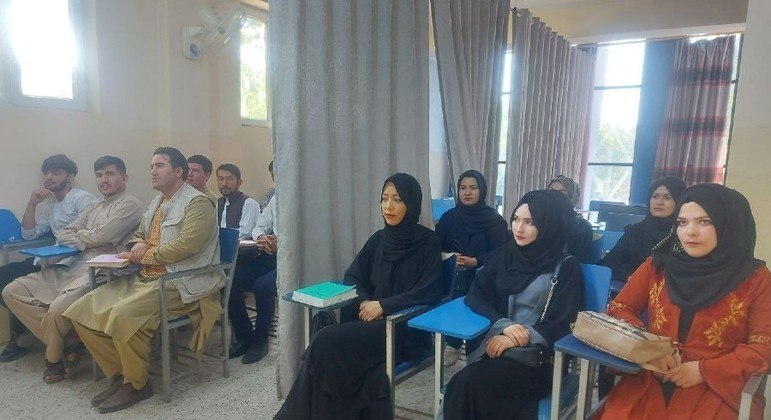 Cortinas separam homens e mulheres em universidades afegãs