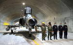 A handout picture provided by the Iranian Army office on February 7, 2023 shows a fighter jet during the unveiling of Iran's first underground military air base in an undisclosed location.
