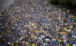 Os torcedores do Boca Juniors chegaram mais cedo ao Maracanã para evitar o encontro com a torcida do Fluminense