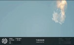 Imagem mostra o momento exato da explosão do foguete. A SpaceX queria ter lançado o Starship na última segunda-feira (17), mas cancelou a decolagem por conta de uma falha em uma válvula que congelou