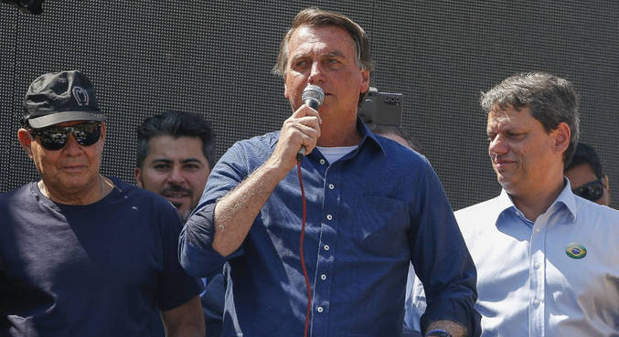 O presidente Jair Bolsonaro, durante discurso em Brasília