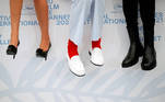 The 74th Cannes Film Festival - Photocall for the film "The French Dispatch" in competition - Cannes, France, July 13, 2021. Picture shows shoes of director Wes Anderson and cast members Timothee Chalamet, and Lyna Khoudri. REUTERS/Sarah Meyssonnier TPX IMAGES OF THE DAY