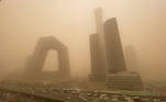 CHINA-ENVIRONMENT-POLLUTION-HEALTH
Buildings are seen in the central business district of Beijing during a sandstorm on March 15, 2021.
LEO RAMIREZ / AFP
