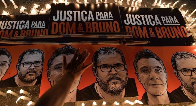 Protesto indígena pelo assassinato de Dom Phillips e Bruno Pereira em São Paulo, em 23 de junho de 2022