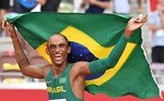 Third-placed Brazil's Alison Dos Santos celebrates after competing in the men's 400m hurdles final during the Tokyo 2020 Olympic Games at the Olympic Stadium in Tokyo on August 3, 2021.
Andrej ISAKOVIC / AFP