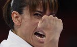Spain's Sandra Sanchez Jaime performs in the women's kata elimination round of the karate competition during the Tokyo 2020 Olympic Games at the Nippon Budokan in Tokyo on August 5, 2021.
Alexander NEMENOV / AFP