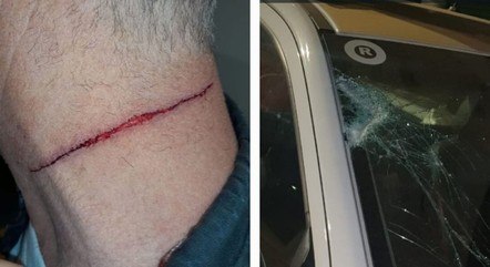 Agente foi ferido com pedaço de vidro