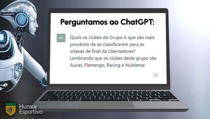 Ainda aproveitando a boa vontade do nosso amigo ChatGPT, questionamos quais deverão ser os prováveis classificados de cada grupo da Libertadores. Veja as respostas!