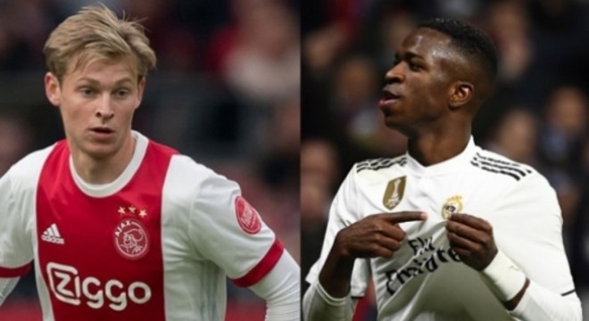 Ajax x Real Madrid - De Jong e Vinicius Jr