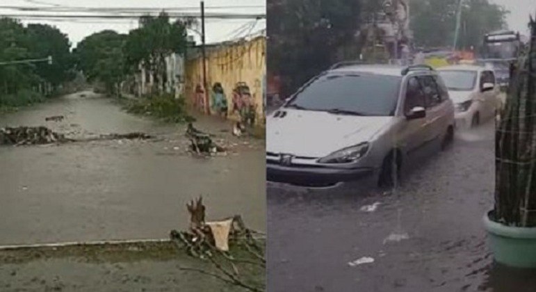 Água subiu rapidamente e inundou comércios e avenidas da região no domingo 