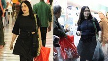 Alessandra Negrini vai ao shopping no Rio de Janeiro de cara lavada e com look preto básico