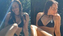 Alessandra Negrini posa de biquíni, e unhas dos pés da atriz surpreendem internautas