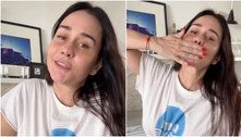 Alessandra Negrini posta vídeo de cara limpa e à vontade em casa, e fã reage: 'Gata com força'