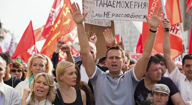 O líder da oposição e blogueiro russo Alexei Navalny liderou uma série de marchas e protestos exigindo reformas políticas