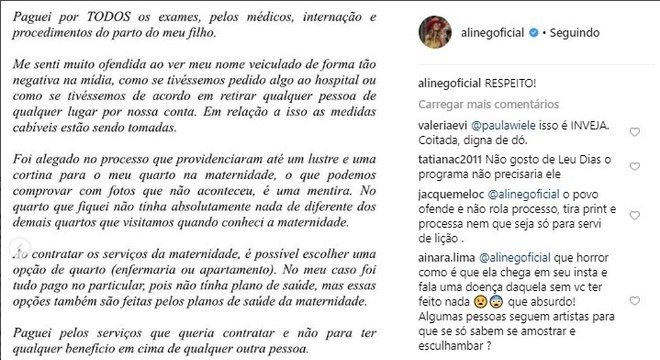 aline gotschalg polemica parto