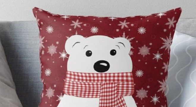 Almofada de Natal super fofa de urso polar