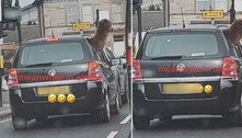 Flagrante insólito: alpaca coloca a cabeça para fora de carro e confere o trânsito
