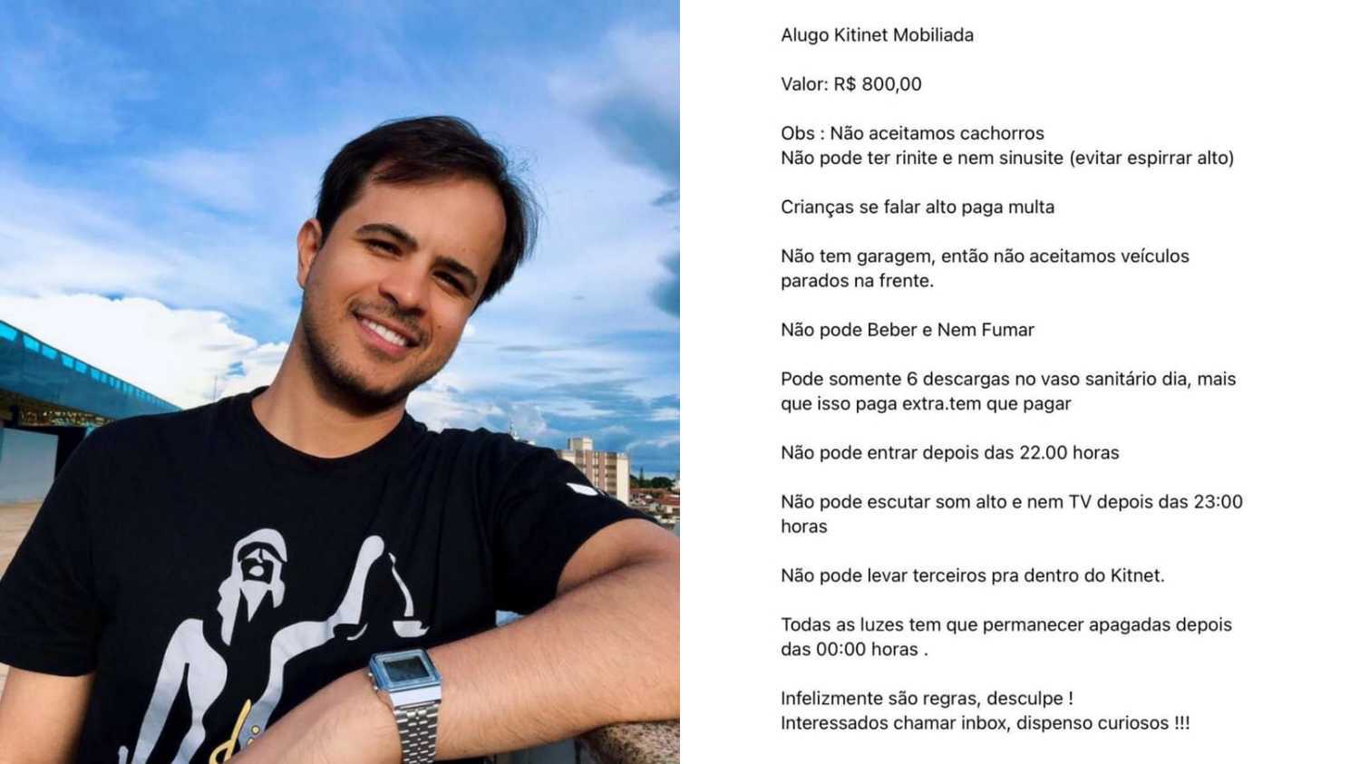 O servidor Pedro Guedes e anúncio de aluguel de quitinete que viralizou na internet