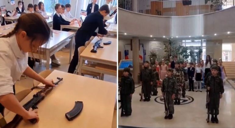 Vídeo mostra alunos de escola na Crimeia aprendendo técnicas ensinadas para soldados