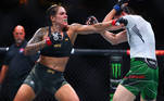 Na luta contra Aldana, Amanda Nunes foi dominante. Ela ganhou o combate por decisão unânime, com o placar de 50-44, 50-44 e 50-43