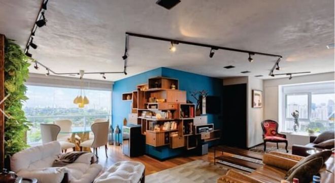 Ambiente integrado com Spot de luz trilho