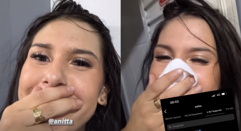 Ana Castela chora ao descobrir que Anitta a seguiu no Instagram
