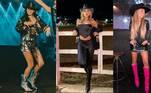 Ana Castela, Gabi Martins e Key Alves com bota estilo cowboy