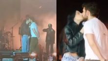 Ana Castela e Gustavo Mioto se beijam em público pela primeira vez