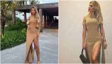 Ana Paula Siebert aposta em vestido nude já usado por Lore Improta, e web reage: 'Elegante'