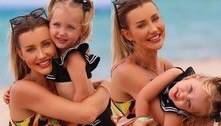Ana Paula Siebert e a filha, Vicky Justus, arrasam no look para curtir praia de Miami 