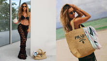 Ana Paula Siebert posa com biquíni preto e bolsa de R$ 11 mil em dia de praia nos EUA 