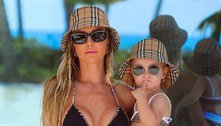 Ana Paula Siebert combina look de praia com o da filha, de 2 anos; peças custam, no total, R$ 17 mil