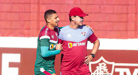 André e Fernando Diniz em treino do Fluminense