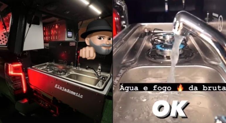 Picape de André Marques com cozinha completa