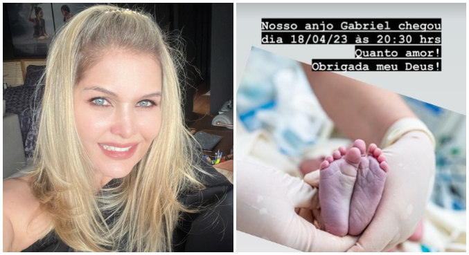 Andréa postou foto dos pés do filho recém-nascido, Gabriel